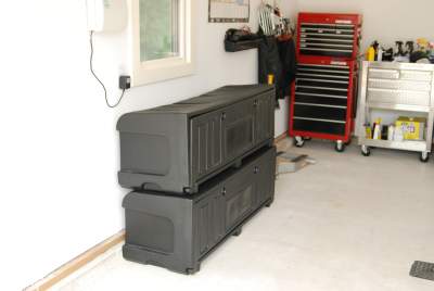 Pickup truck bed storage containers