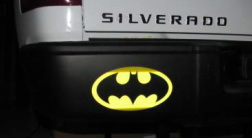 Backlit Batman Sticker on Silverado black out BumperShellz Bumper Cover