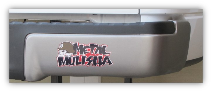 Brushed Titanium BumperShellz Bumper Cover with backlit Logo on Ford F150