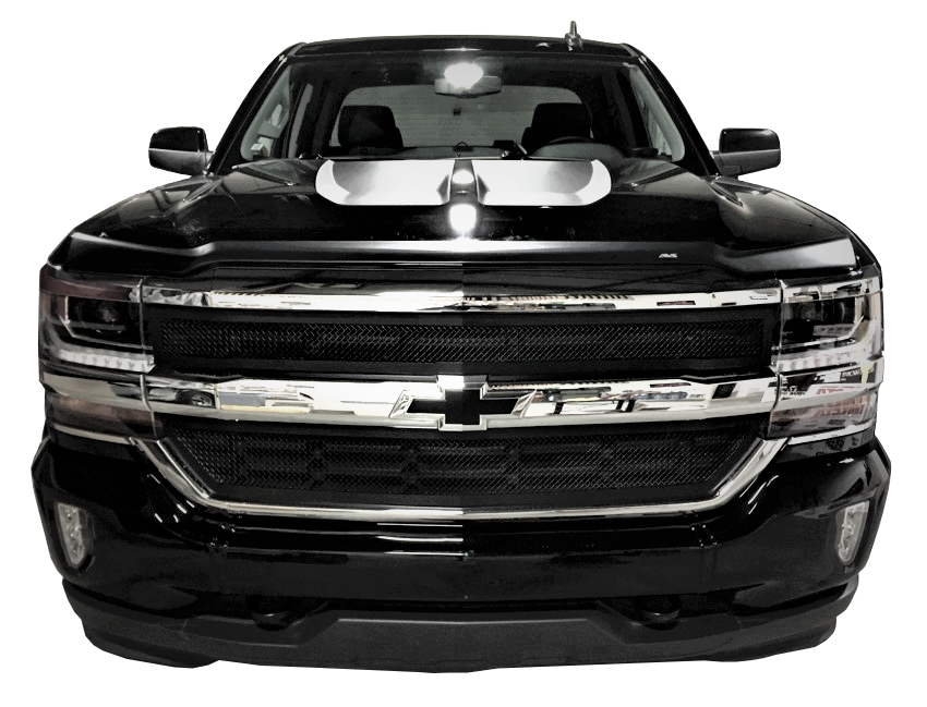 Gloss Black Front BumperShellz - Truck Bumper Covers, Before Image of Install on a 2016 - 2017 Chevy Silverado to black out front bumper by covering chrome